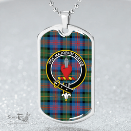 ScottishPlaid Logan Ancient Clan Tartan Dog Tag Necklace - Crest Classic Scottish Plaid Tartan Plaid