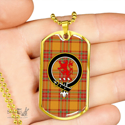 ScottishPlaid MacBrair Ancient Clan Tartan Dog Tag Necklace - Crest Classic Scottish Plaid Tartan Plaid