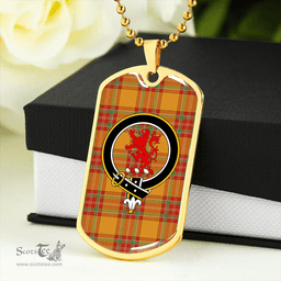 ScottishPlaid MacBrair Ancient Clan Tartan Dog Tag Necklace - Crest Classic Scottish Plaid Tartan Plaid