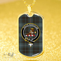 ScottishPlaid MacAulay Hunting Weathered Clan Tartan Dog Tag Necklace - Crest Classic Scottish Plaid Tartan Plaid