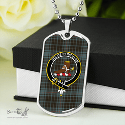 ScottishPlaid MacAulay Hunting Weathered Clan Tartan Dog Tag Necklace - Crest Classic Scottish Plaid Tartan Plaid