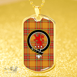 ScottishPlaid MacBrair Ancient Clan Tartan Dog Tag Necklace - Crest Classic Scottish Plaid Tartan Plaid
