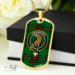 ScottishPlaid Halkett Clan Tartan Dog Tag Necklace - Crest Classic Scottish Plaid Tartan Plaid
