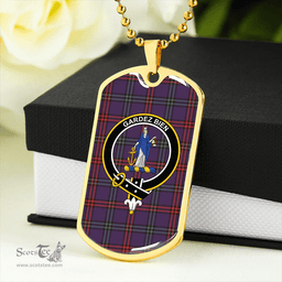ScottishPlaid Eglinton District (Montgomery of Ayrshire) Weathered Clan Tartan Dog Tag Necklace - Crest Classic Scottish Plaid Tartan Plaid