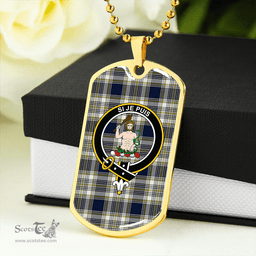 ScottishPlaid Livingstone Dress Modern Clan Tartan Dog Tag Necklace - Crest Classic Scottish Plaid Tartan Plaid