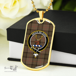 ScottishPlaid Forbes 1842 Weathered Clan Tartan Dog Tag Necklace - Crest Classic Scottish Plaid Tartan Plaid
