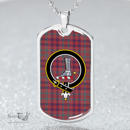 ScottishPlaid MacColl Hunting (MacCall Hunting) Weathered Clan Tartan Dog Tag Necklace - Crest Classic Scottish Plaid Tartan Plaid