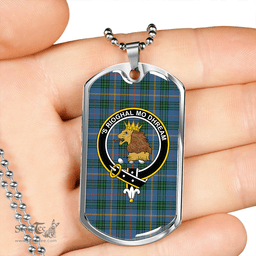 ScottishPlaid MacCainsh Ancient Clan Tartan Dog Tag Necklace - Crest Classic Scottish Plaid Tartan Plaid
