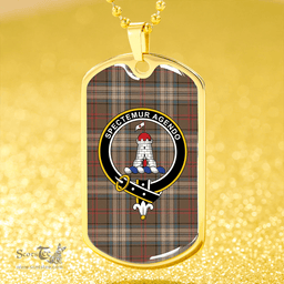 ScottishPlaid MacClure Hunting (MacClure Green) Weathered Clan Tartan Dog Tag Necklace - Crest Classic Scottish Plaid Tartan Plaid