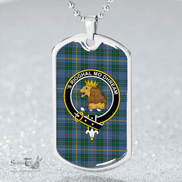 ScottishPlaid MacCainsh Ancient Clan Tartan Dog Tag Necklace - Crest Classic Scottish Plaid Tartan Plaid