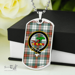 ScottishPlaid MacBeth Dress Ancient Clan Tartan Dog Tag Necklace - Crest Classic Scottish Plaid Tartan Plaid