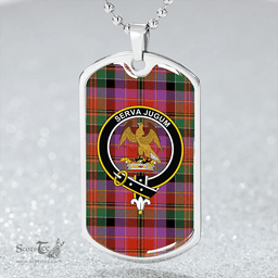 ScottishPlaid Leith (Hay #4) Ancient Clan Tartan Dog Tag Necklace - Crest Classic Scottish Plaid Tartan Plaid