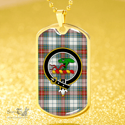 ScottishPlaid MacBeth Dress Ancient Clan Tartan Dog Tag Necklace - Crest Classic Scottish Plaid Tartan Plaid