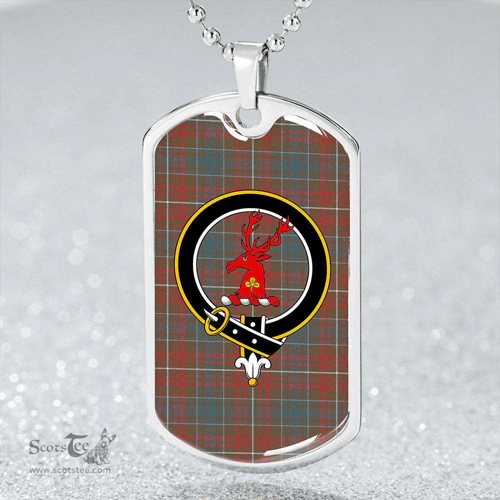 ScottishPlaid MacConnell Weathered Clan Tartan Dog Tag Necklace - Crest Classic Scottish Plaid Tartan Plaid
