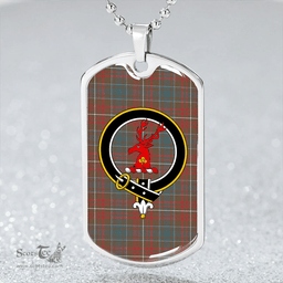 ScottishPlaid MacConnell Weathered Clan Tartan Dog Tag Necklace - Crest Classic Scottish Plaid Tartan Plaid