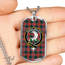 ScottishPlaid Kidd Modern Clan Tartan Dog Tag Necklace - Crest Classic Scottish Plaid Tartan Plaid