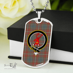 ScottishPlaid MacConnell Weathered Clan Tartan Dog Tag Necklace - Crest Classic Scottish Plaid Tartan Plaid