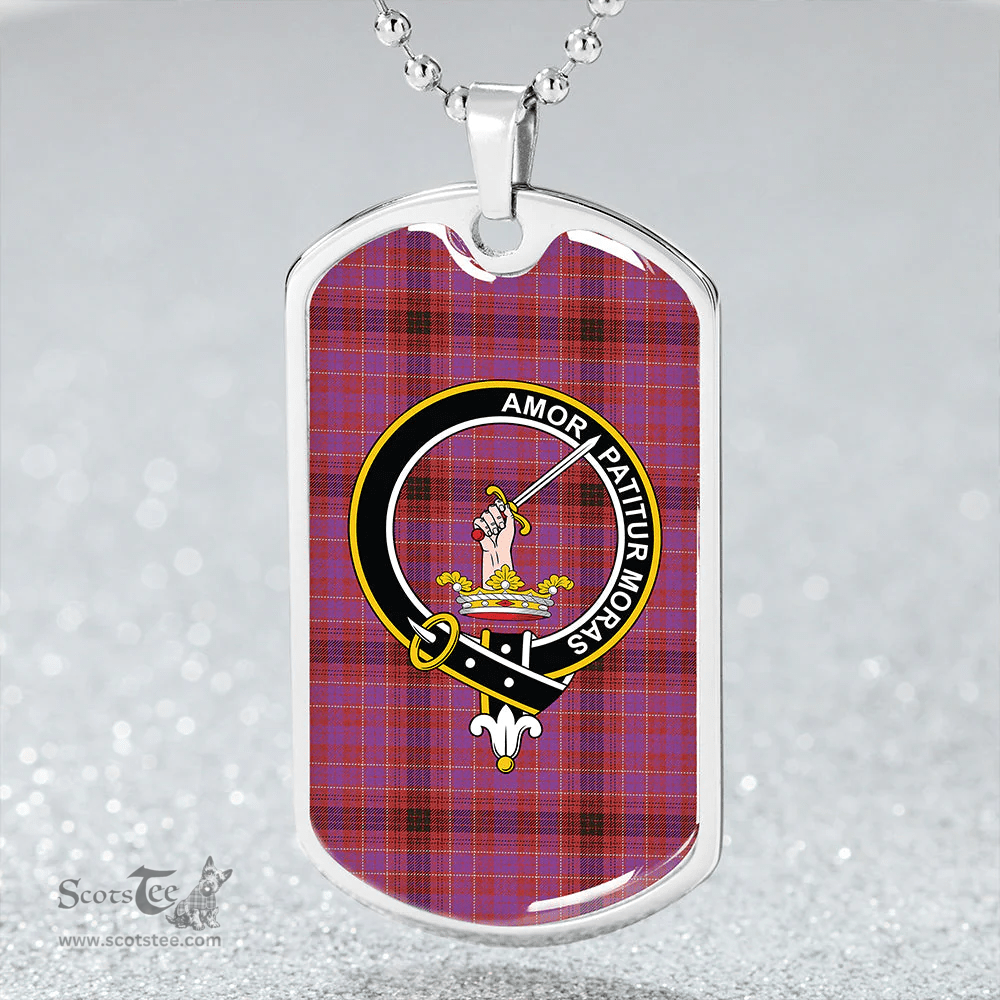 ScottishPlaid Lumsden of Clova Weathered Clan Tartan Dog Tag Necklace - Crest Classic Scottish Plaid Tartan Plaid