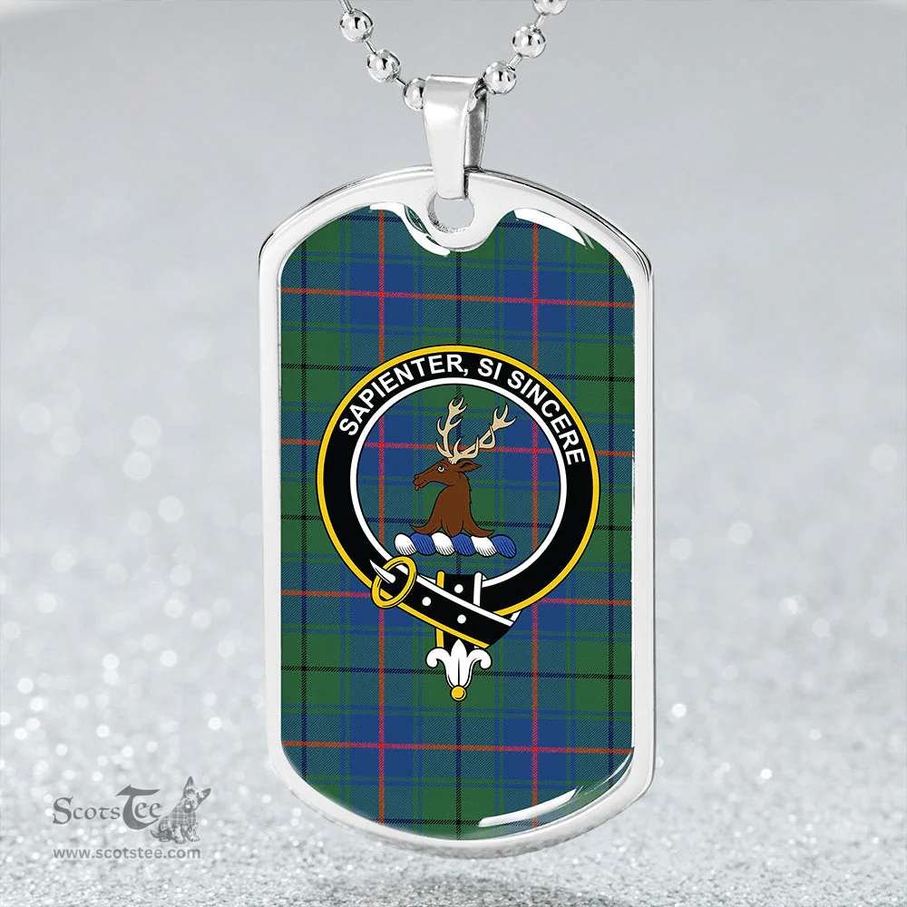 ScottishPlaid Davidson Half Modern Clan Tartan Dog Tag Necklace - Crest Classic Scottish Plaid Tartan Plaid