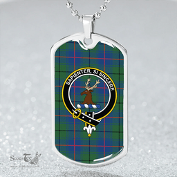 ScottishPlaid Davidson Half Modern Clan Tartan Dog Tag Necklace - Crest Classic Scottish Plaid Tartan Plaid