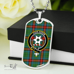ScottishPlaid Jardine Dress Ancient Clan Tartan Dog Tag Necklace - Crest Classic Scottish Plaid Tartan Plaid
