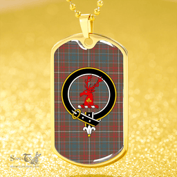 ScottishPlaid MacConnell Weathered Clan Tartan Dog Tag Necklace - Crest Classic Scottish Plaid Tartan Plaid