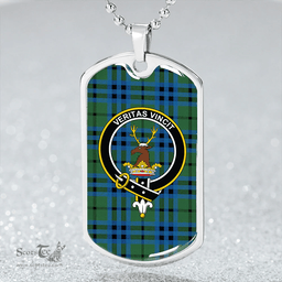 ScottishPlaid Keith (Marshall) Ancient Clan Tartan Dog Tag Necklace - Crest Classic Scottish Plaid Tartan Plaid