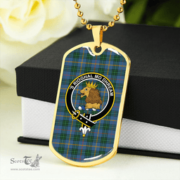 ScottishPlaid MacCainsh Ancient Clan Tartan Dog Tag Necklace - Crest Classic Scottish Plaid Tartan Plaid