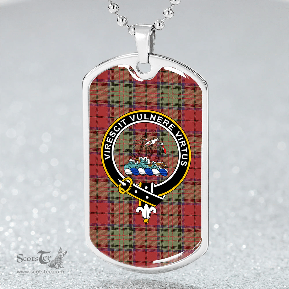 ScottishPlaid Dickie Weathered Clan Tartan Dog Tag Necklace - Crest Classic Scottish Plaid Tartan Plaid