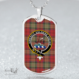 ScottishPlaid Dickie Weathered Clan Tartan Dog Tag Necklace - Crest Classic Scottish Plaid Tartan Plaid