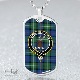 ScottishPlaid Davidson Modern Clan Tartan Dog Tag Necklace - Crest Classic Scottish Plaid Tartan Plaid