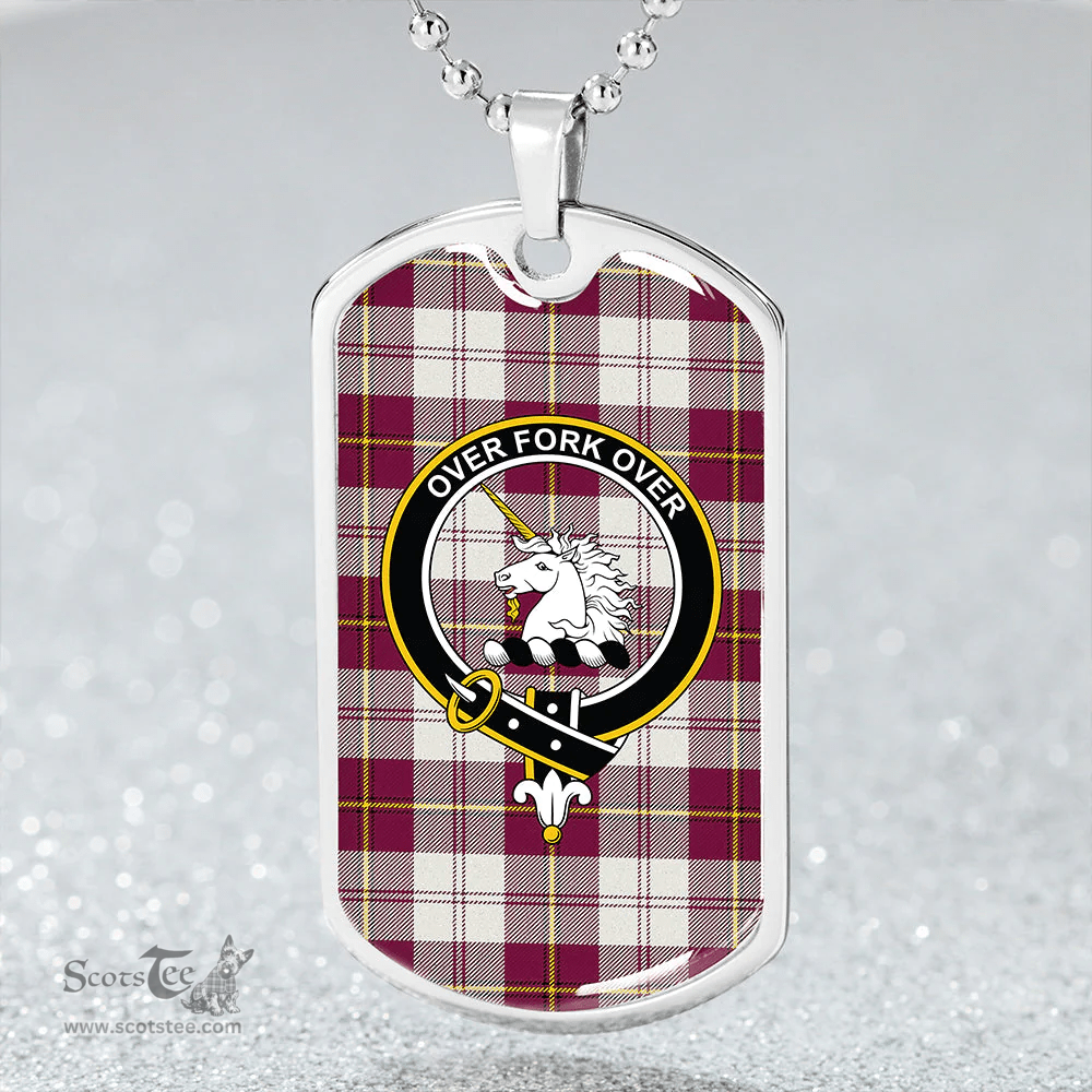 ScottishPlaid Cunningham Dress Burgundy Clan Tartan Dog Tag Necklace - Crest Classic Scottish Plaid Tartan Plaid