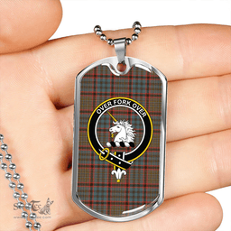 ScottishPlaid Cunningham Hunting Weathered Clan Tartan Dog Tag Necklace - Crest Classic Scottish Plaid Tartan Plaid