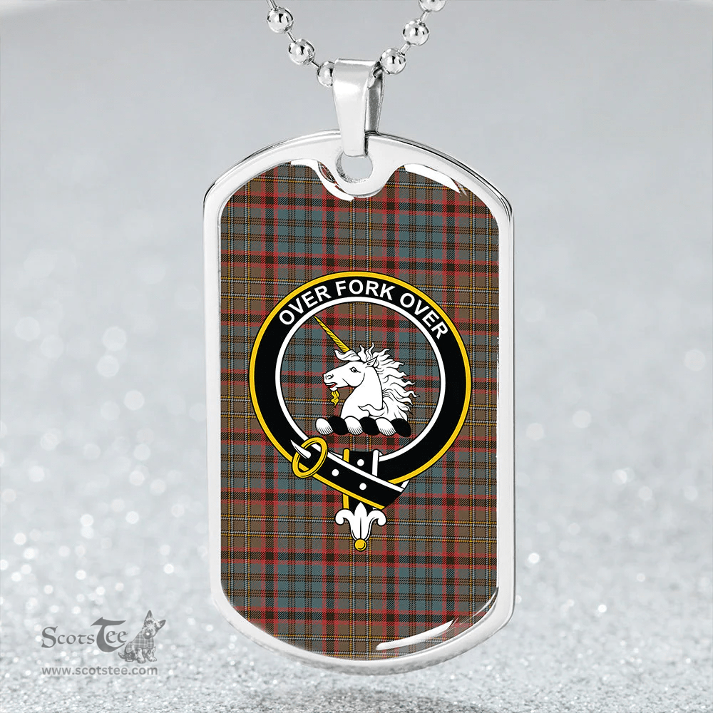 ScottishPlaid Cunningham Hunting Weathered Clan Tartan Dog Tag Necklace - Crest Classic Scottish Plaid Tartan Plaid
