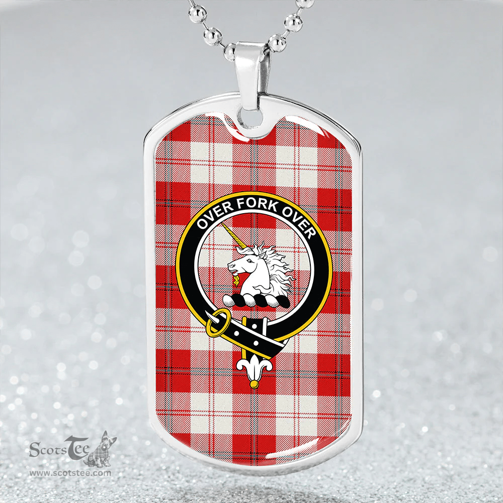 ScottishPlaid Cunningham Dress Red Clan Tartan Dog Tag Necklace - Crest Classic Scottish Plaid Tartan Plaid