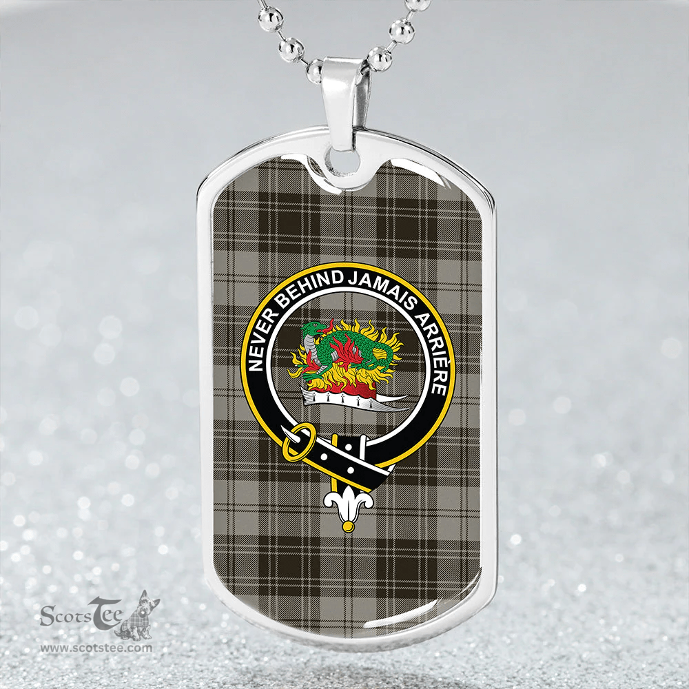 ScottishPlaid Douglas Grey Weathered Clan Tartan Dog Tag Necklace - Crest Classic Scottish Plaid Tartan Plaid