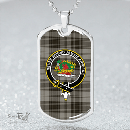 ScottishPlaid Douglas Grey Weathered Clan Tartan Dog Tag Necklace - Crest Classic Scottish Plaid Tartan Plaid
