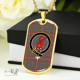 ScottishPlaid MacConnell Weathered Clan Tartan Dog Tag Necklace - Crest Classic Scottish Plaid Tartan Plaid