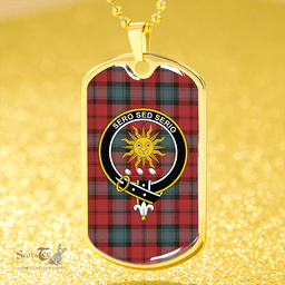 ScottishPlaid Kerr Weathered Clan Tartan Dog Tag Necklace - Crest Classic Scottish Plaid Tartan Plaid