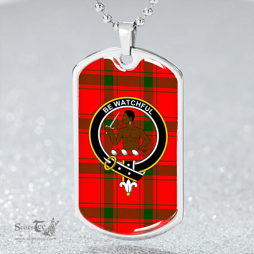 ScottishPlaid Darroch Clan Tartan Dog Tag Necklace - Crest Classic Scottish Plaid Tartan Plaid