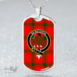 ScottishPlaid Darroch Clan Tartan Dog Tag Necklace - Crest Classic Scottish Plaid Tartan Plaid