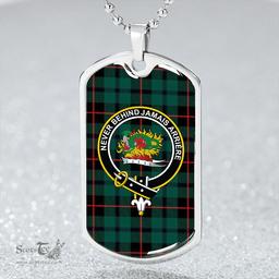 ScottishPlaid Douglas Black Modern Clan Tartan Dog Tag Necklace - Crest Classic Scottish Plaid Tartan Plaid