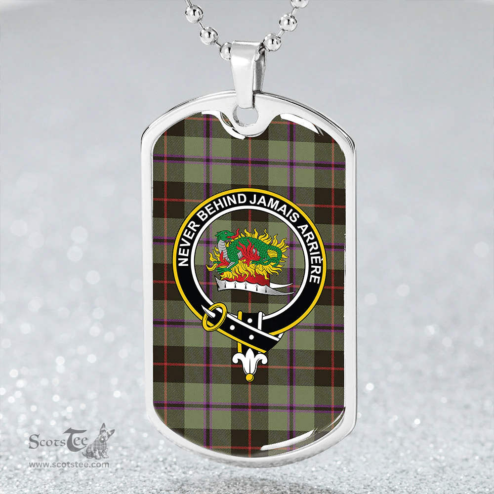 ScottishPlaid Douglas Black Weathered Clan Tartan Dog Tag Necklace - Crest Classic Scottish Plaid Tartan Plaid