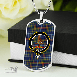 ScottishPlaid Knox Clan Tartan Dog Tag Necklace - Crest Classic Scottish Plaid Tartan Plaid