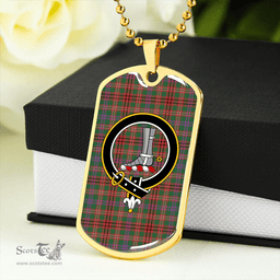 ScottishPlaid MacCall (MacColl) Ancient Clan Tartan Dog Tag Necklace - Crest Classic Scottish Plaid Tartan Plaid