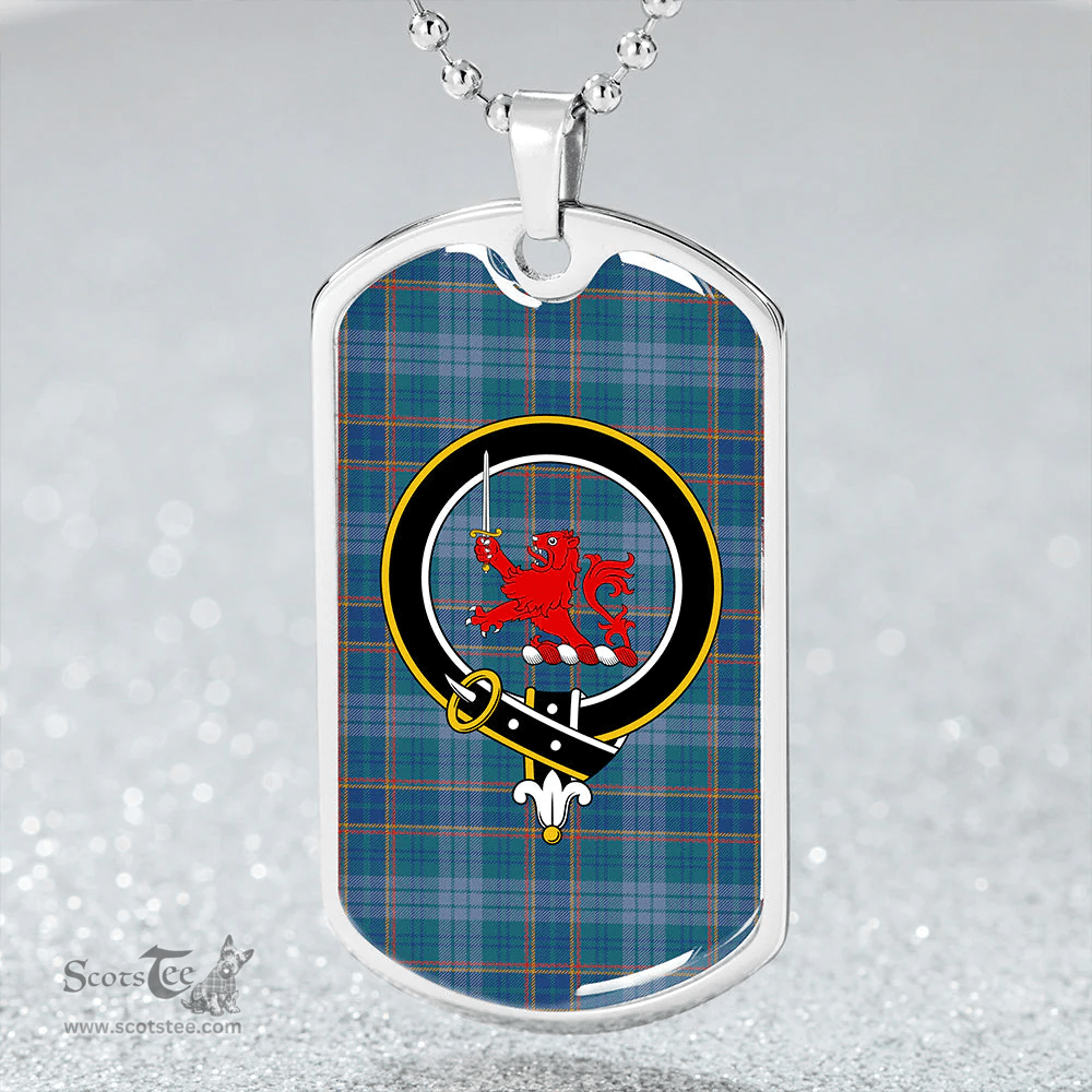 ScottishPlaid Dempster Ancient Clan Tartan Dog Tag Necklace - Crest Classic Scottish Plaid Tartan Plaid