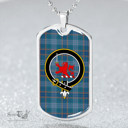ScottishPlaid Dempster Ancient Clan Tartan Dog Tag Necklace - Crest Classic Scottish Plaid Tartan Plaid
