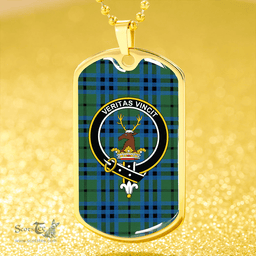 ScottishPlaid Keith (Marshall) Ancient Clan Tartan Dog Tag Necklace - Crest Classic Scottish Plaid Tartan Plaid
