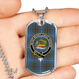 ScottishPlaid Douglas Green Ancient Clan Tartan Dog Tag Necklace - Crest Classic Scottish Plaid Tartan Plaid