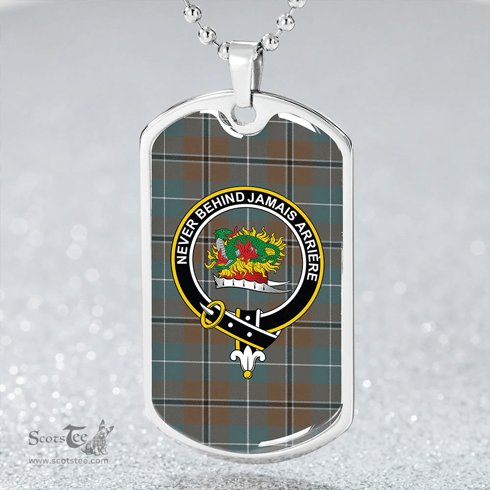 ScottishPlaid Douglas Green Weathered Clan Tartan Dog Tag Necklace - Crest Classic Scottish Plaid Tartan Plaid